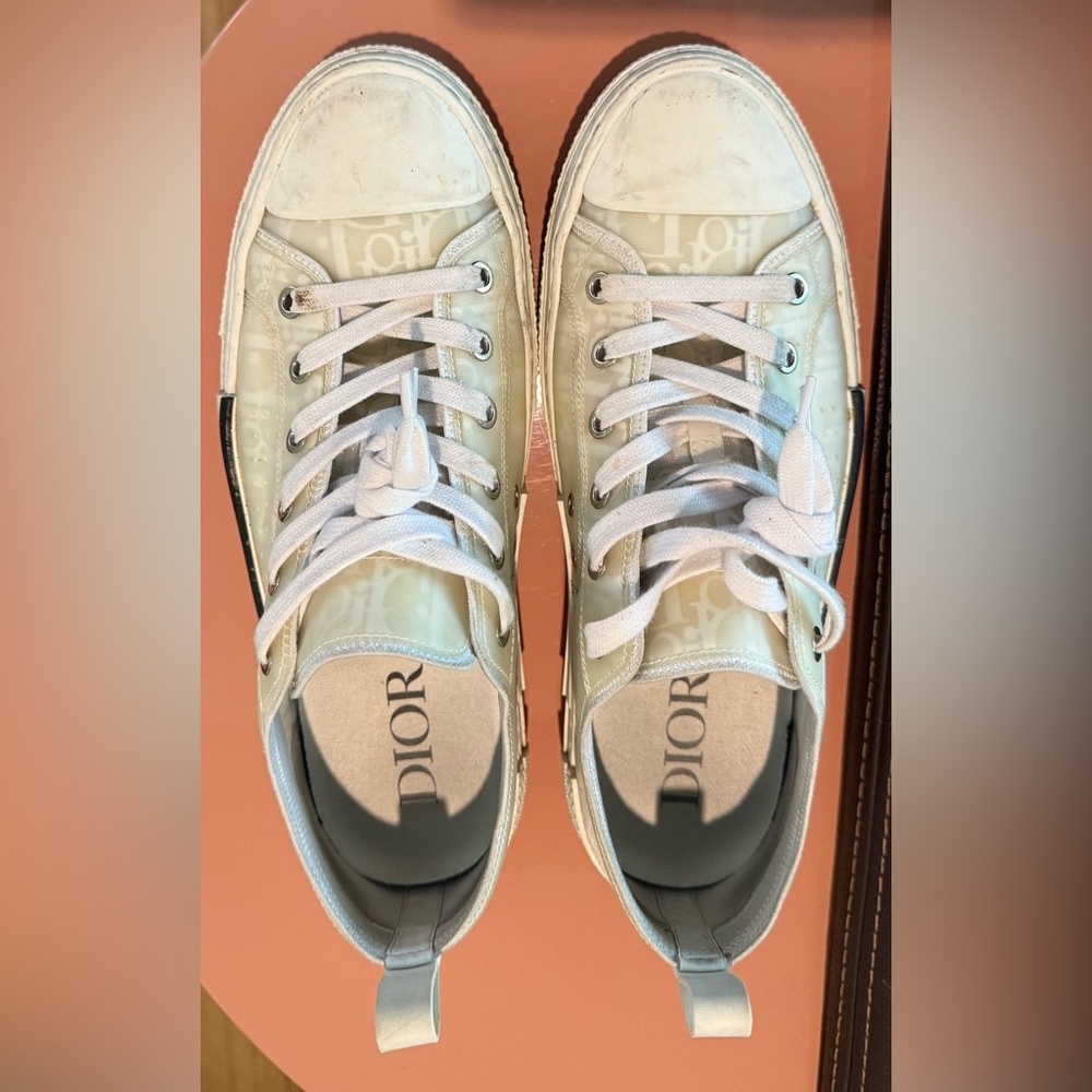 Dior B23 Low Top Sneakers Beige and White Sneakers.